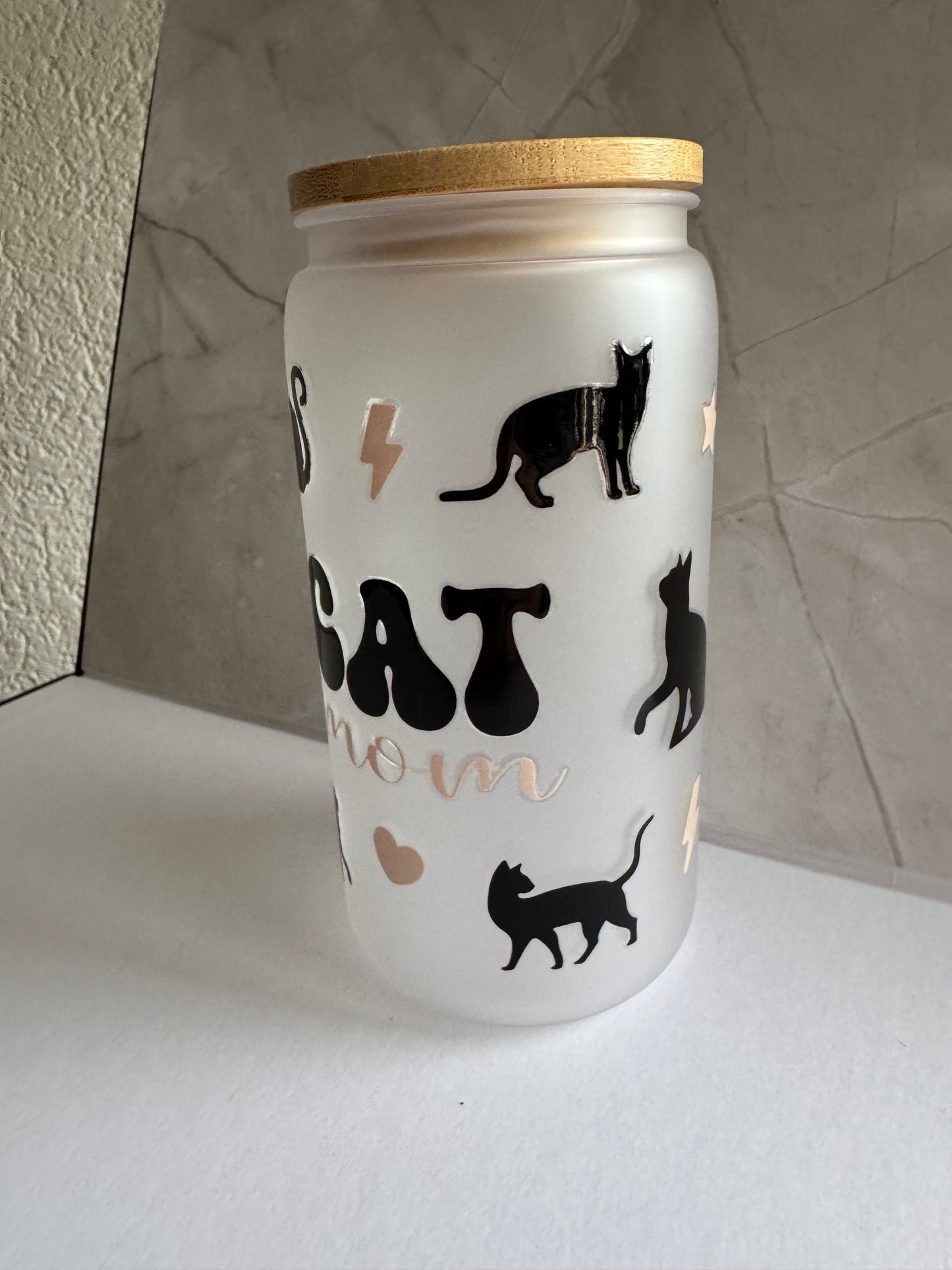 CAT MOM Becher mit Strohhalm