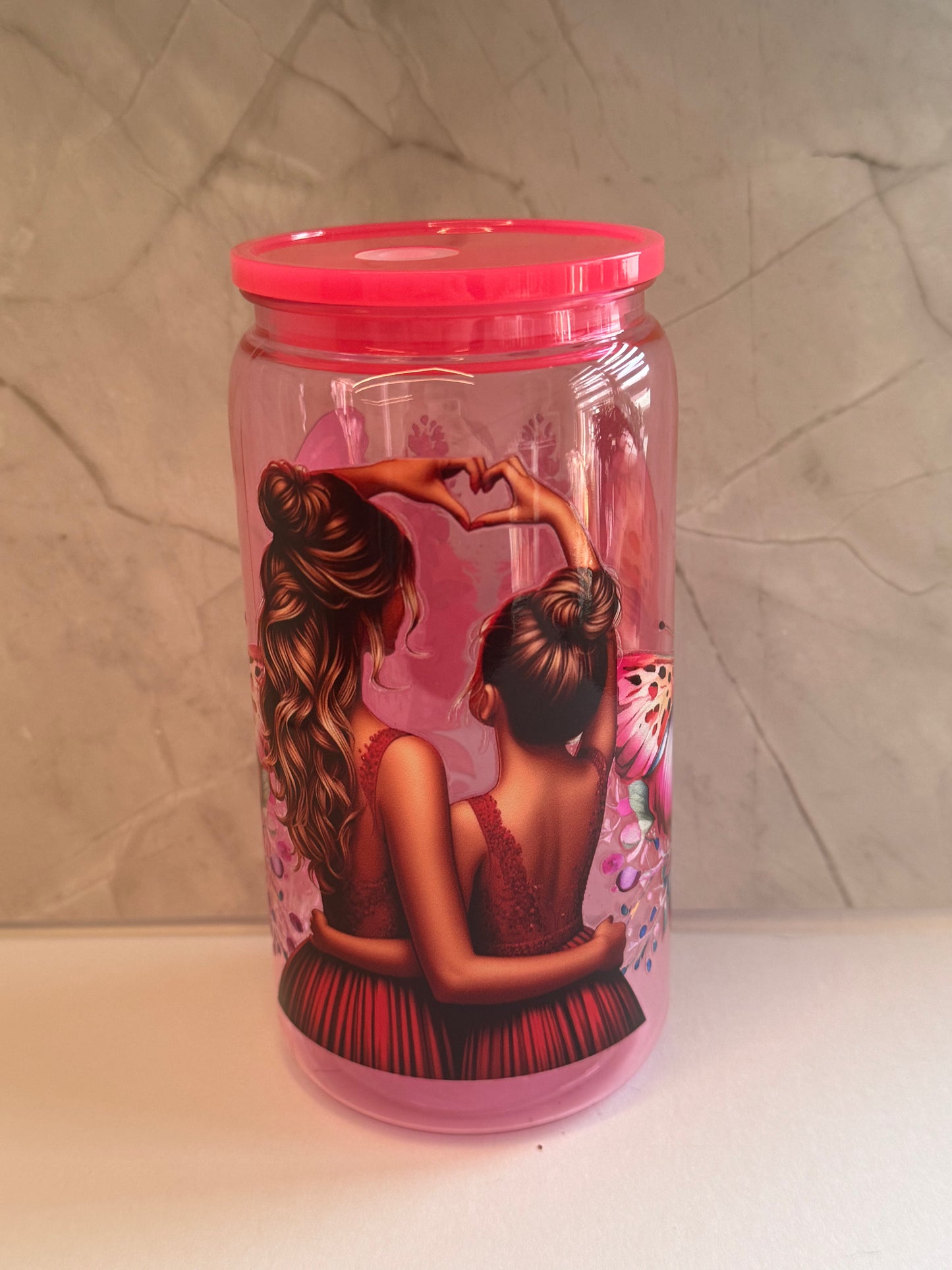 Mama&Tocher Becher mit Strohhalm